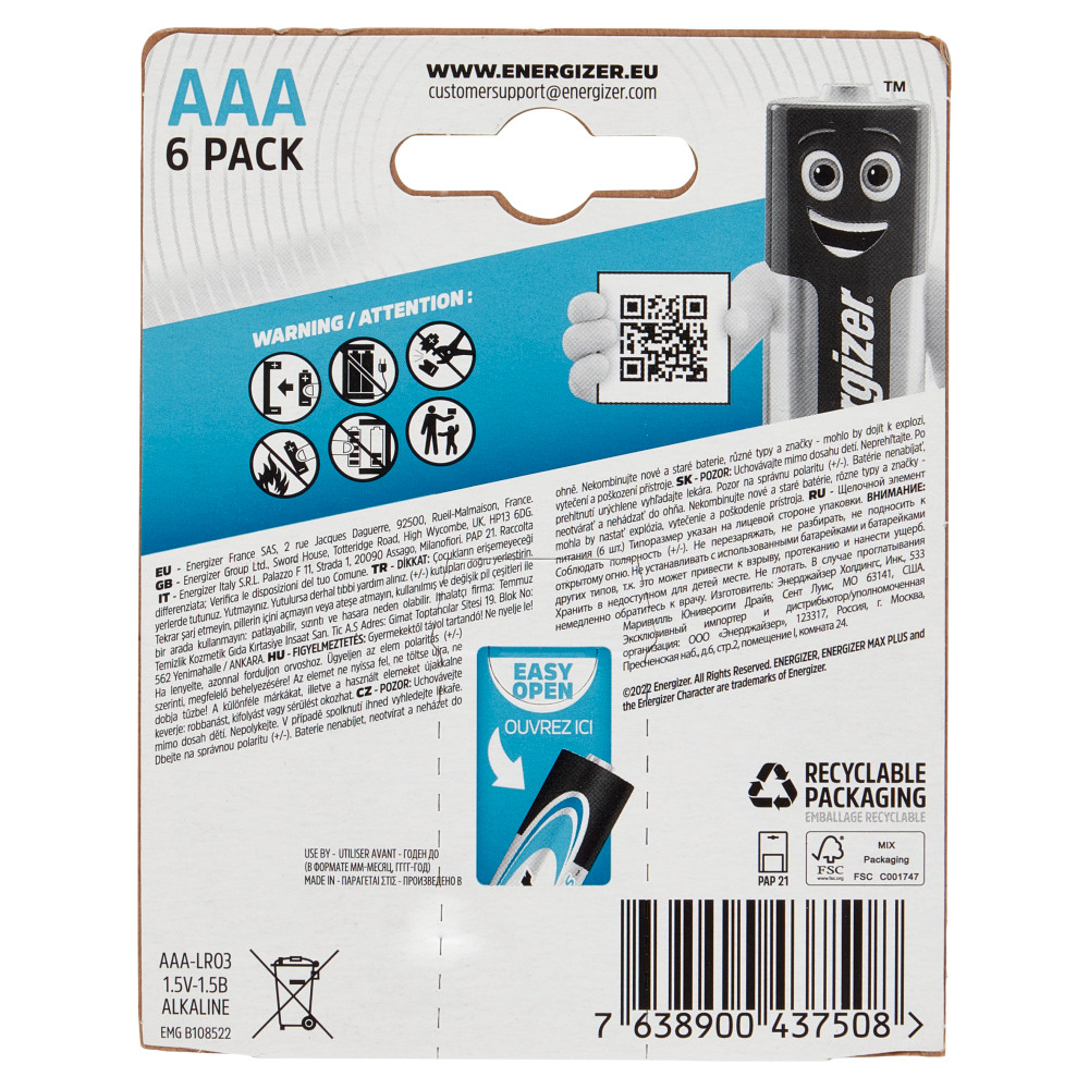 Energizer Max Plus AAA 6 pz