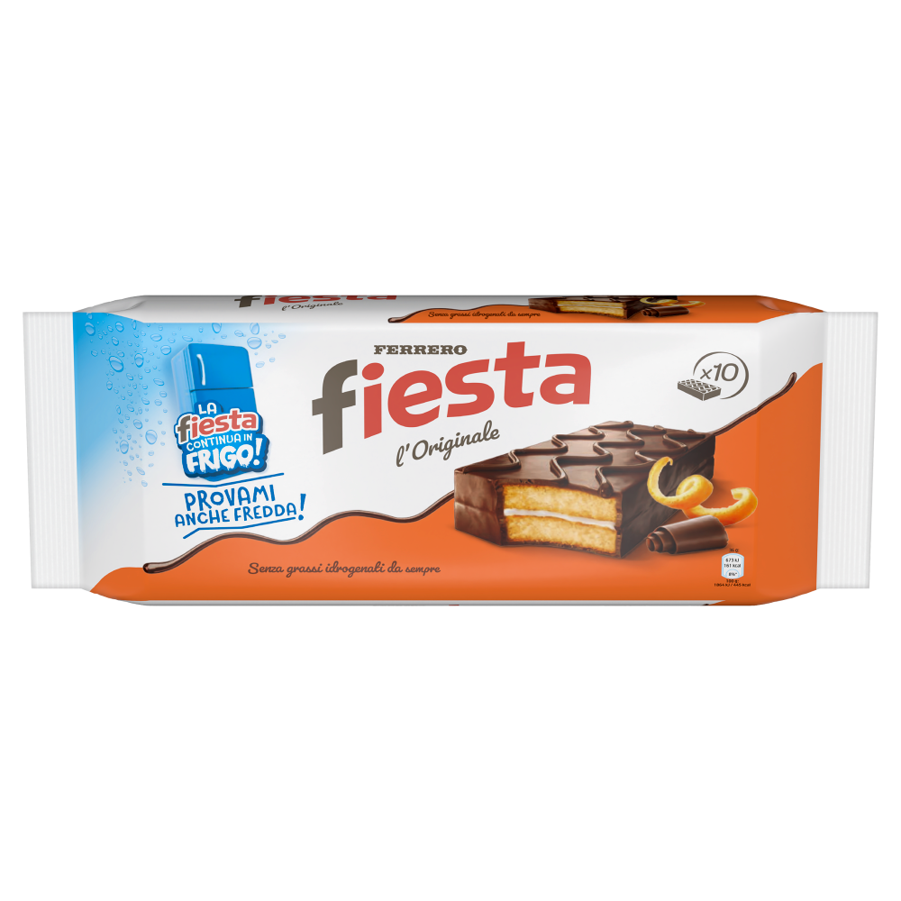 Ferrero Fiesta - Merendina ricoperta al cacao con aroma all'arancia - 10 pezzi 360g