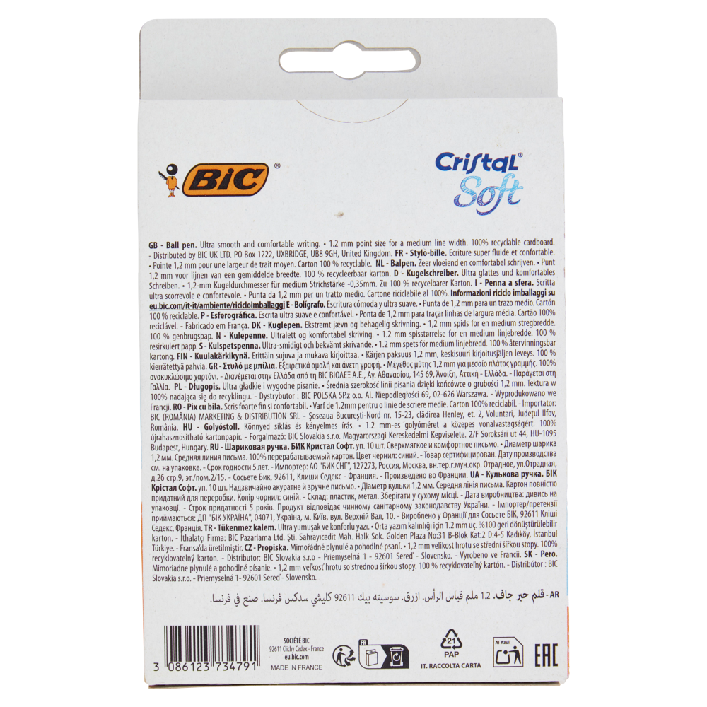 Bic Cristal Soft Medium 10 blu