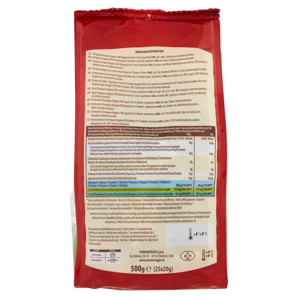 Parmareggio Snack Barrette di Parmigiano Reggiano DOP 25 x 20 g