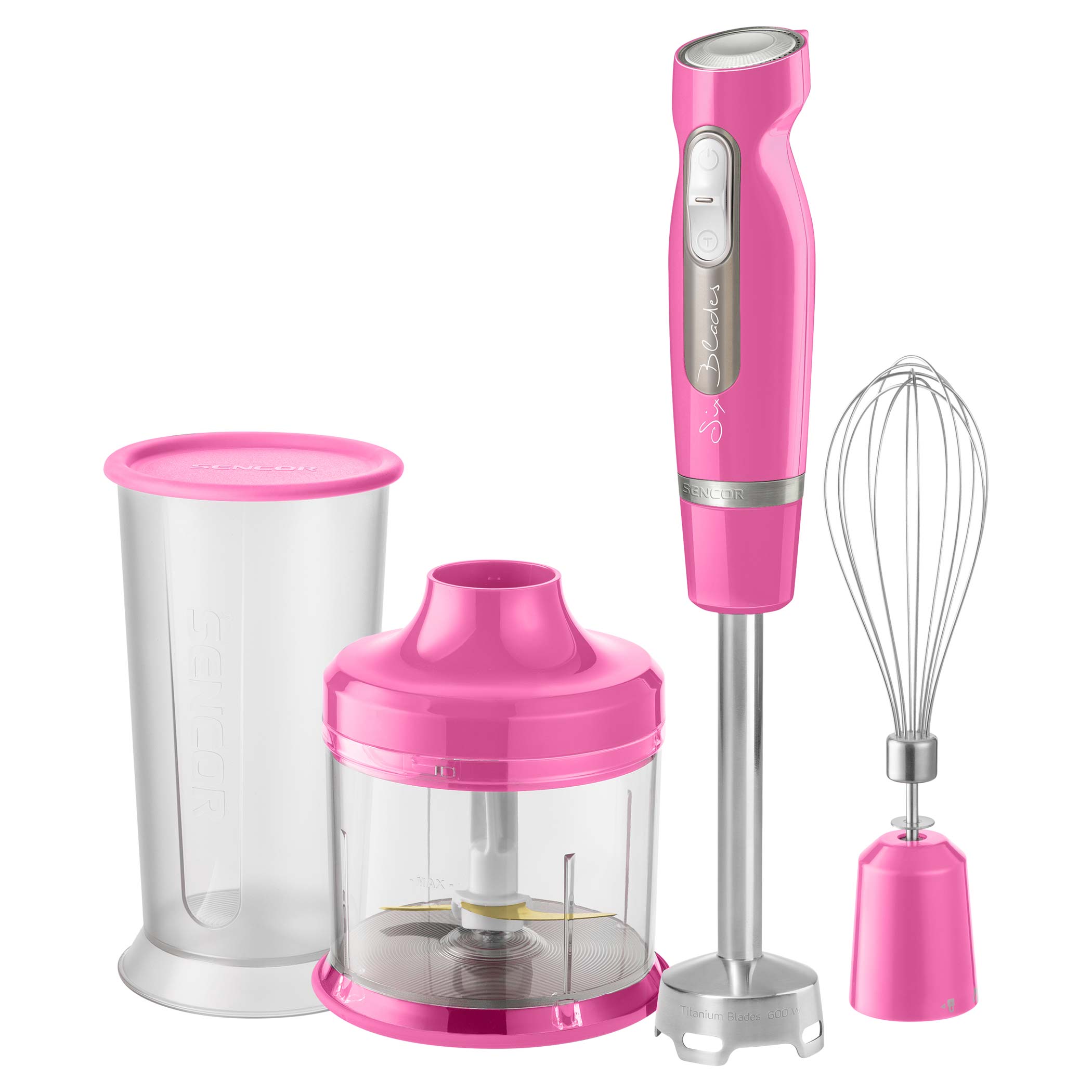 Sencor SHB 4468RS-EUE3 frullatore 0,7 L Frullatore ad immersione 1000 W Rosa, Acciaio inox