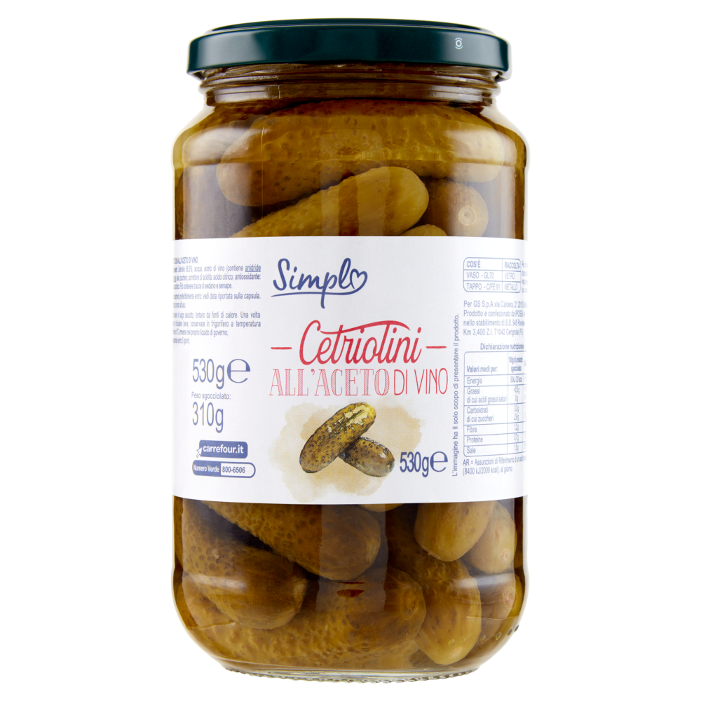 Simpl Cetriolini all'Aceto di Vino 530 g