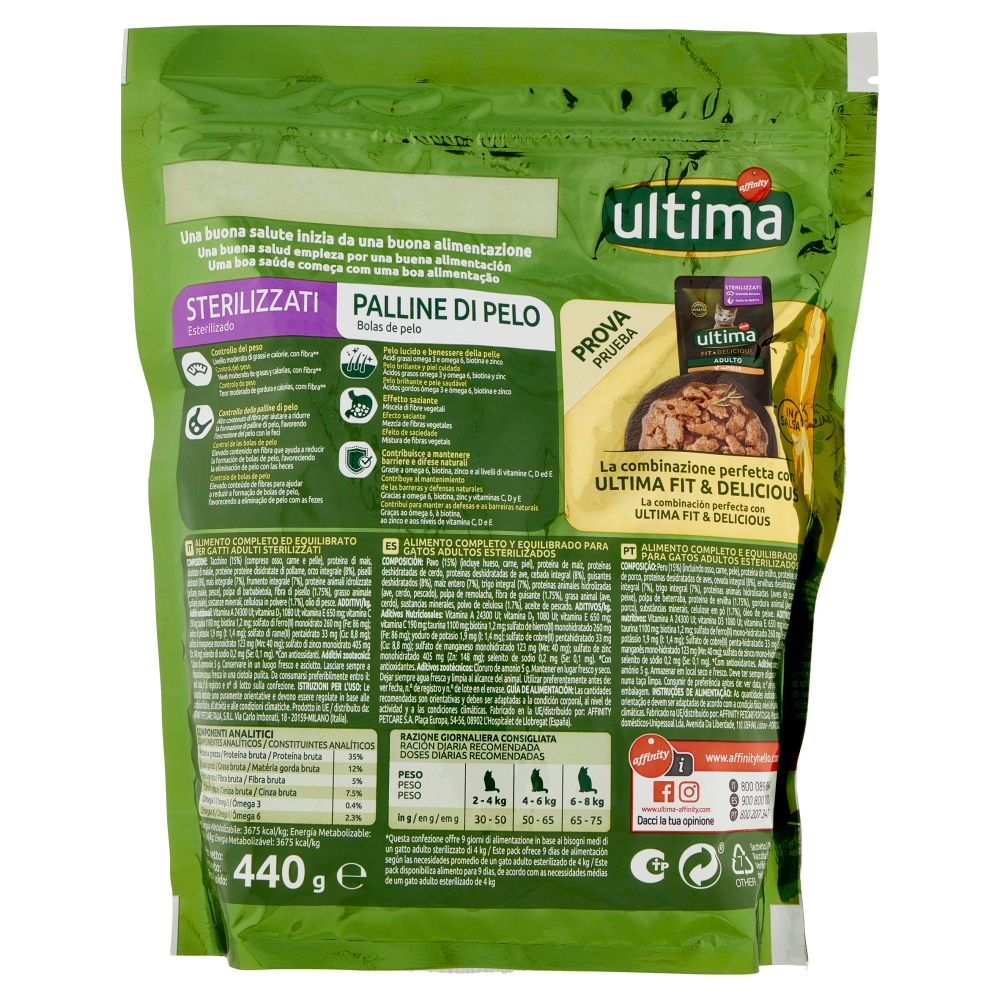 ultima Cat Sterilizzati Palline di Pelo Tacchino 440 g