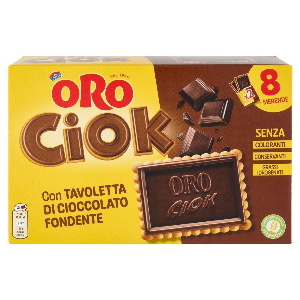 Oro Ciok biscotto con Tavoletta di Cioccolato fondente - 8 x 25 g