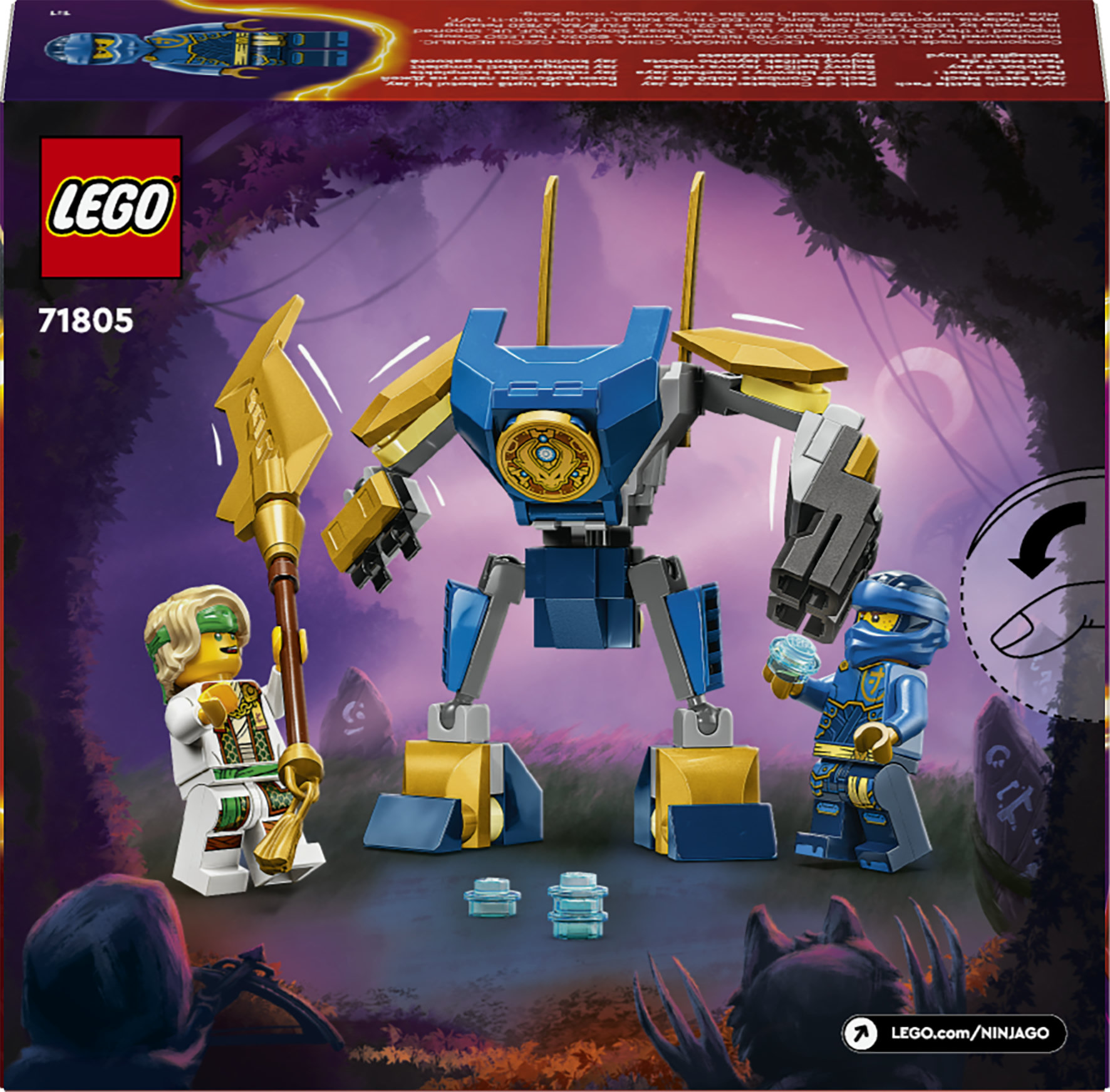LEGO NINJAGO 71805 Pack Mech da Battaglia di Jay, Giochi per Bambini 6+, Action Figure Giocattolo da Costruire e 4 Minifigure