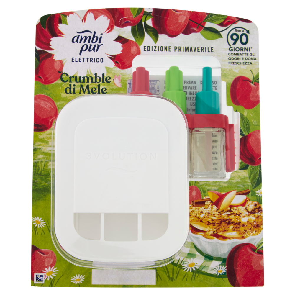 Ambi Pur Profumatore per Ambienti Diffusore Elettrico+Ricarica 3Volution, Crumble di Mele 20ml
