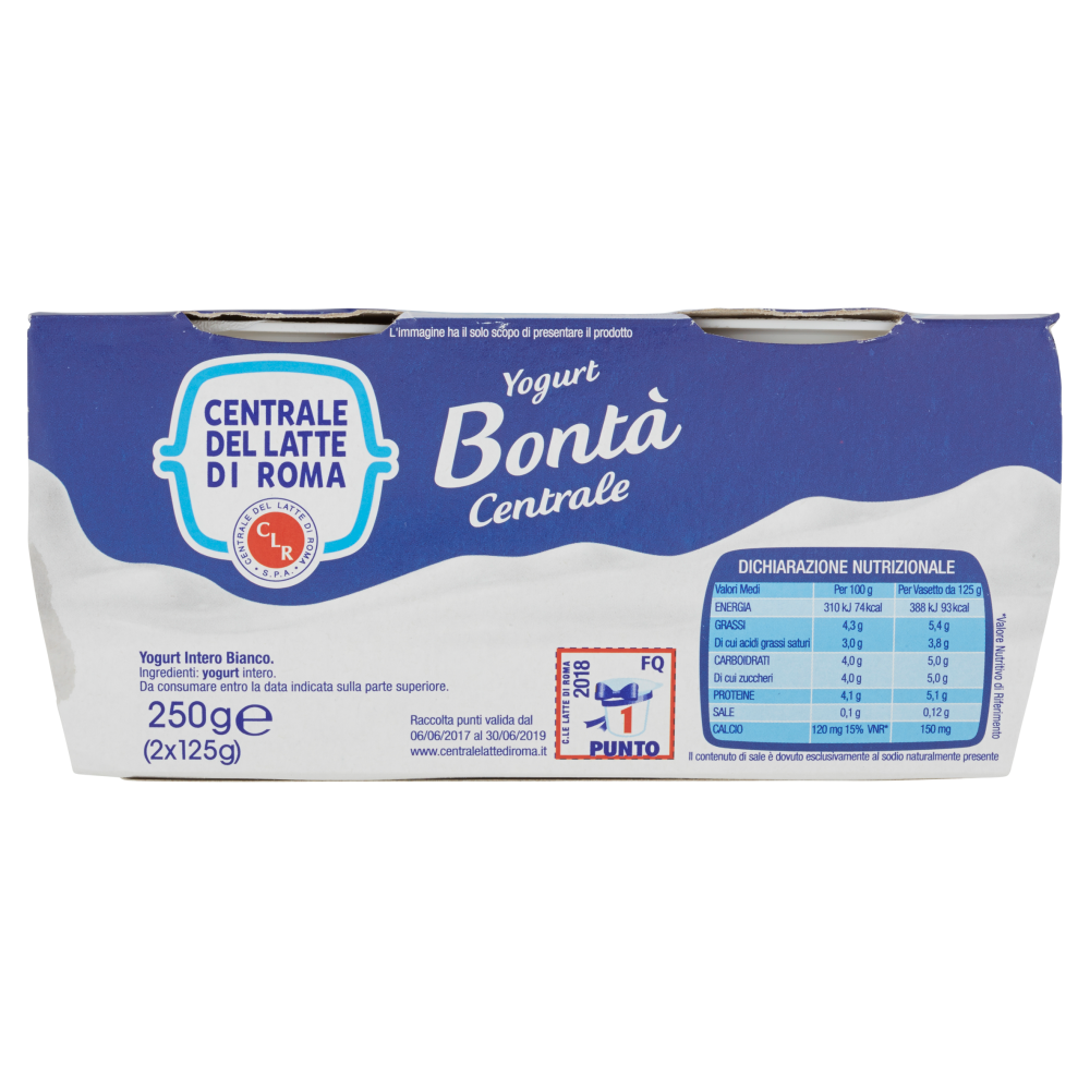 Centrale del Latte di Roma Bontà Centrale Yogurt intero bianco 2 x 125 g