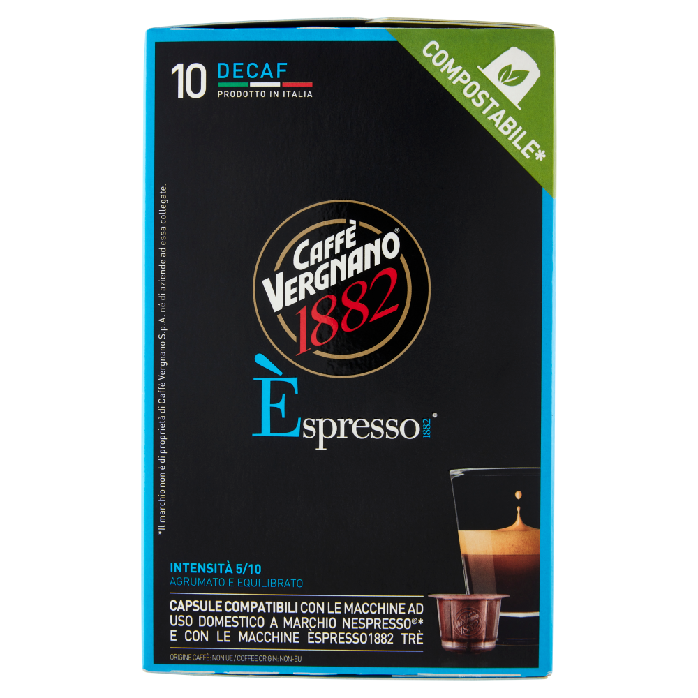 Caffè Vergnano 1882 Èspresso1882 Decaf Compostabile** Capsule Compatibili Nespresso* 10 x 5 g