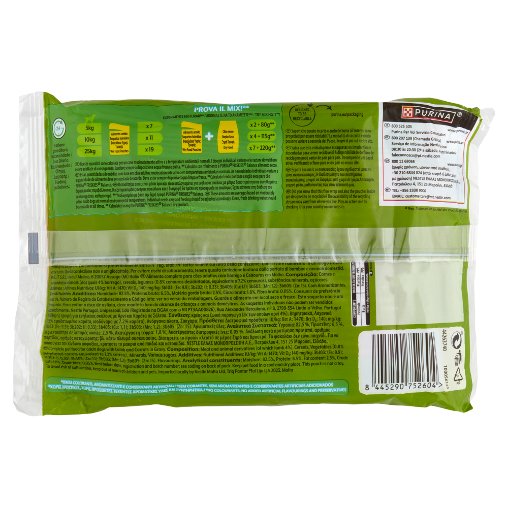 PURINA FRISKIES In Salsa Con Agnello e Carote 4 x 85 g