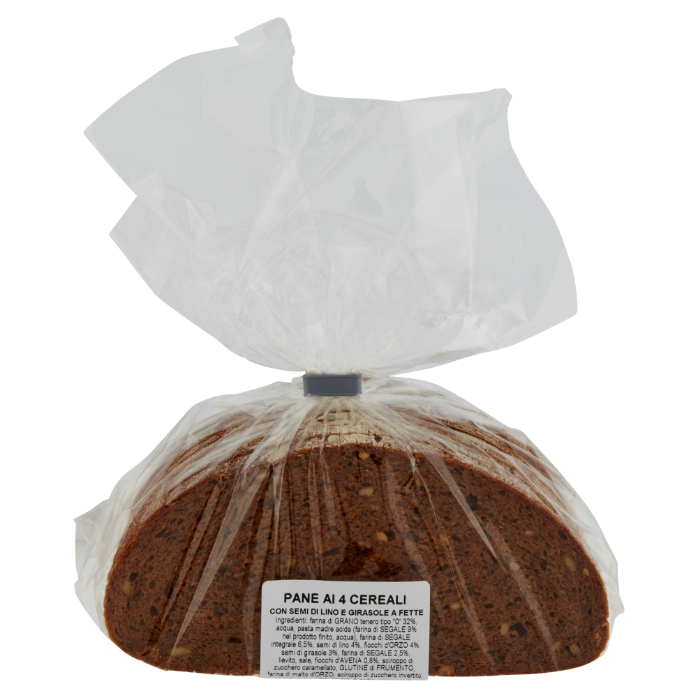 Pane ai 4 Cereali con Semi di Lino e Girasole a Fette 500 g