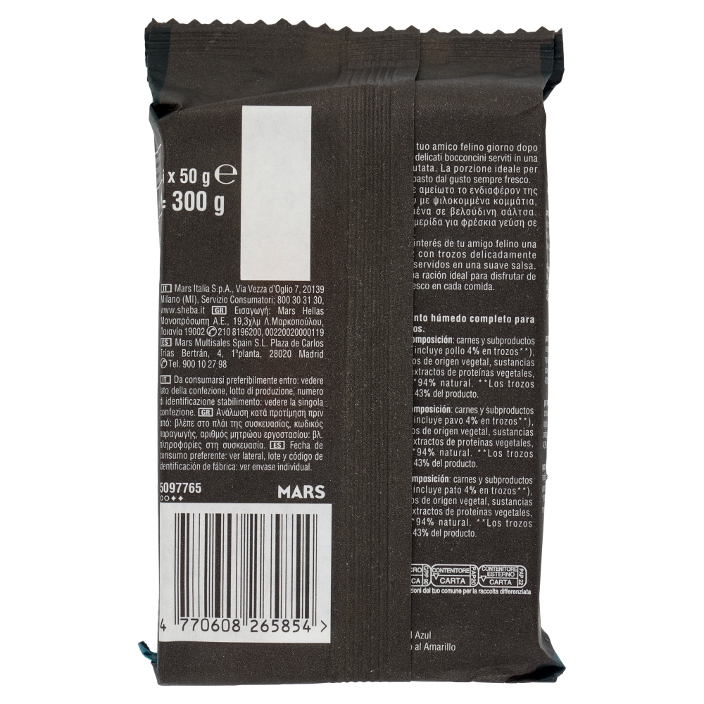 Sheba Délices du Jour Cibo Umido Gatto in Salsa con Tacchino e Anatra 6 x 50 g