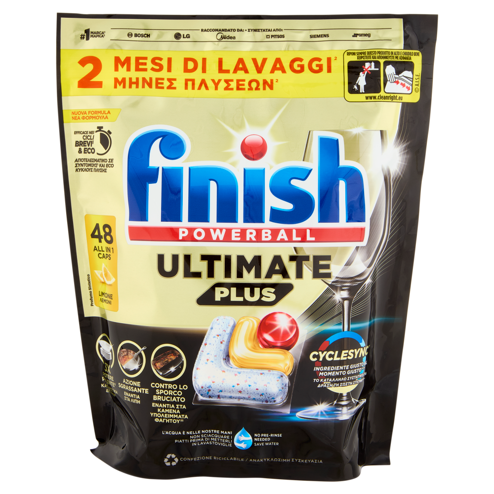 Finish Ultimate Plus Limone pastiglie lavastoviglie 48 lavaggi 585,6 g