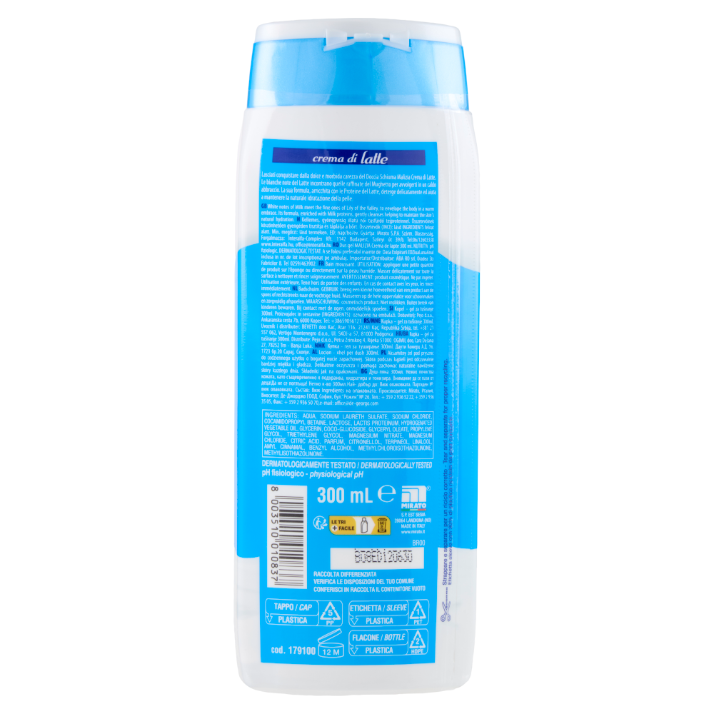 Malizia Doccia Schiuma Nutriente crema di latte 300 mL