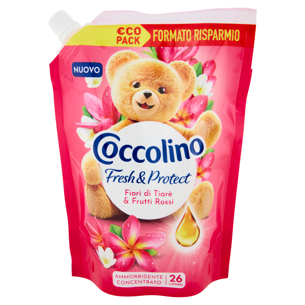 Coccolino Ammorbidente Concentrato Fresh & Protect Fiori di Tiarè & Frutti Rossi 26 Lavaggi 600 ml