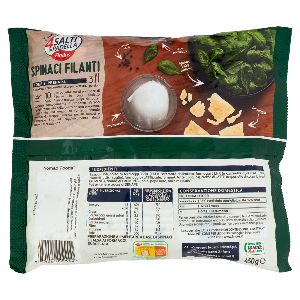 4 Salti in Padella Findus Spinaci Filanti 450 g
