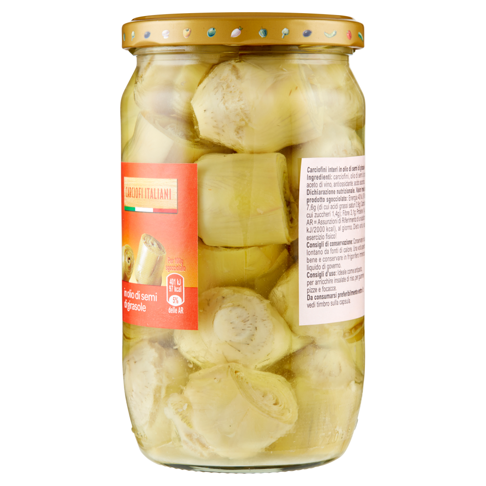 Carrefour Sottolio Carciofini Interi in olio di semi di girasole 670 g