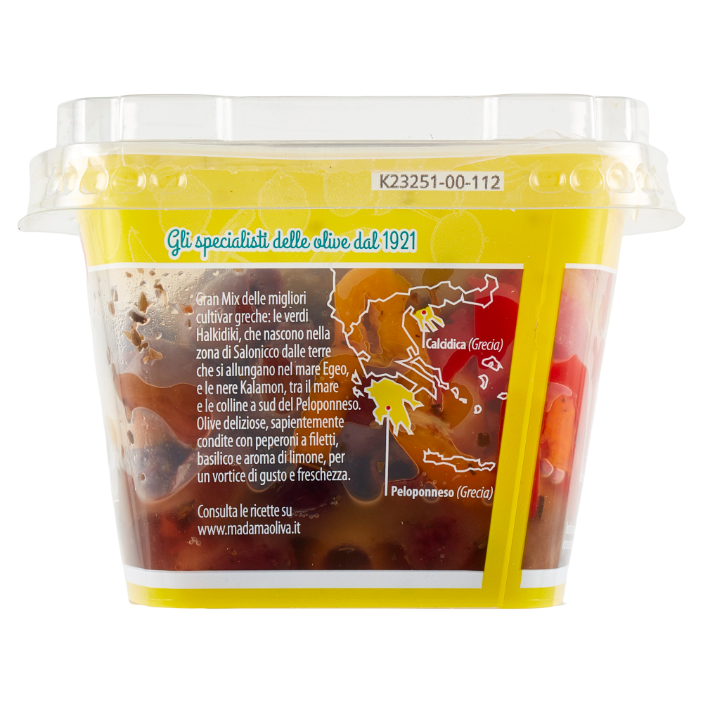 Madama Oliva Gran mix Aperitivo Olive Denocciolate con Peperoni 220 g