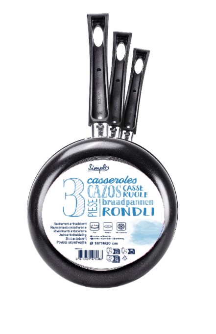 Carrefour Simpl Set Casseruole 14-16-20 cm Antiaderente
