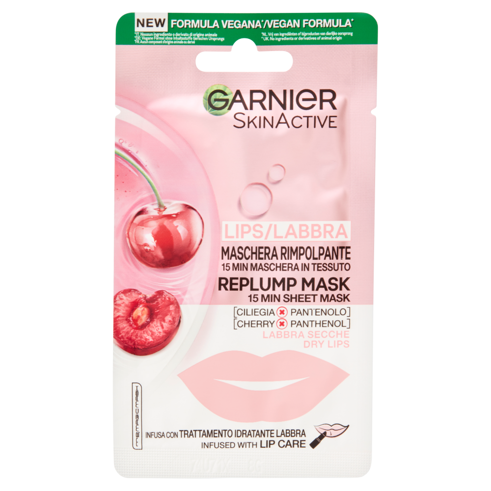 Garnier SkinActive Maschera in Tessuto Labbra Rimpolpante alla Ciliegia