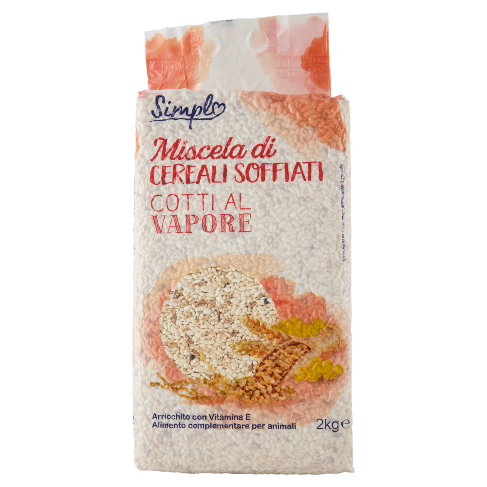 Simpl Mix di Cereali Soffiati Cotti per animali 2 kg