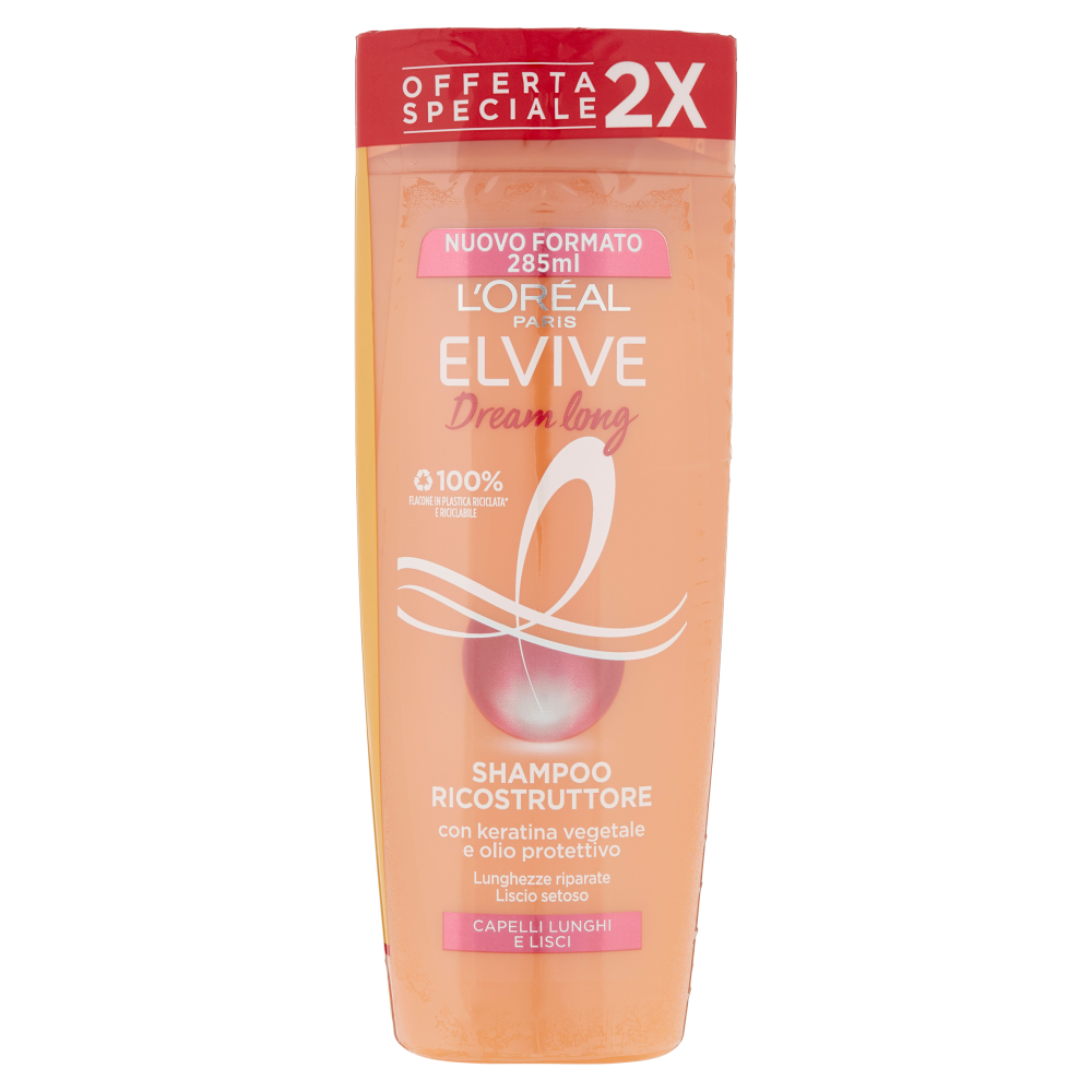 L'Or&eacute;al Paris Shampoo Elvive Dream Long, Per Capelli Lunghi e Lisci, Confezione da 2