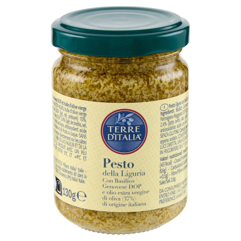 Terre d'Italia Pesto della Liguria con Basilico Genovese DOP e olio extra vergine di oliva 130 g