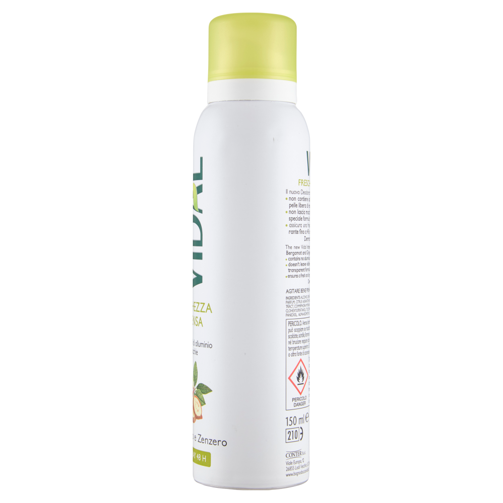 Vidal Freschezza Intensa Bergamotto e Zenzero Deo Spray 48H 150 ml