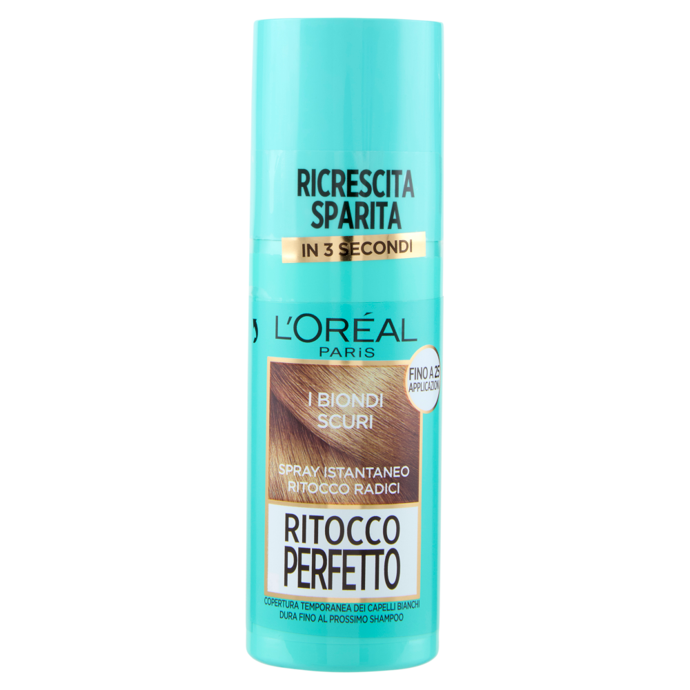 L'Or&eacute;al Paris Ritocco Perfetto, Spray Correttore per Radici e Capelli Bianchi, Biondo Scuro, 75 ml