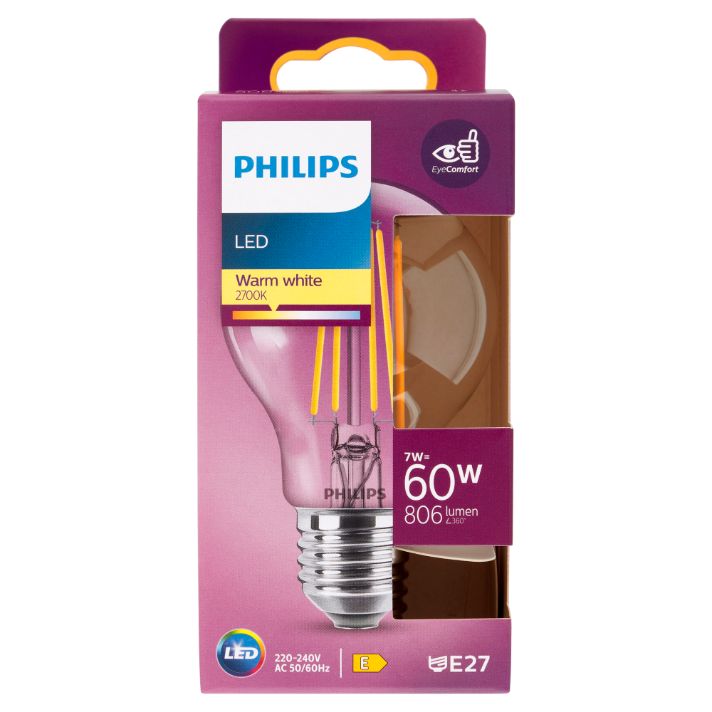 Philips Led goccia filamento 60W E27 2700K
