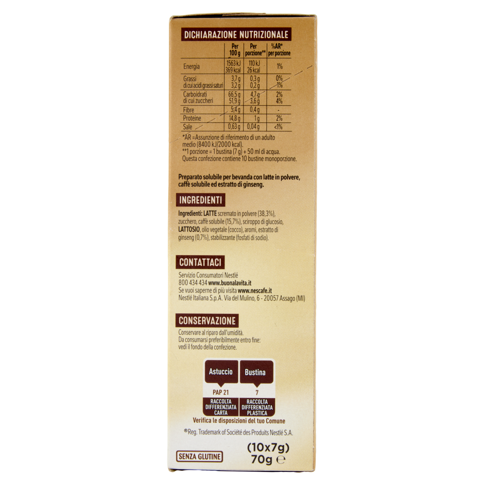 NESCAFÉ Ginseng Caffè Solubile con Ginseng 10 Bustine 70g