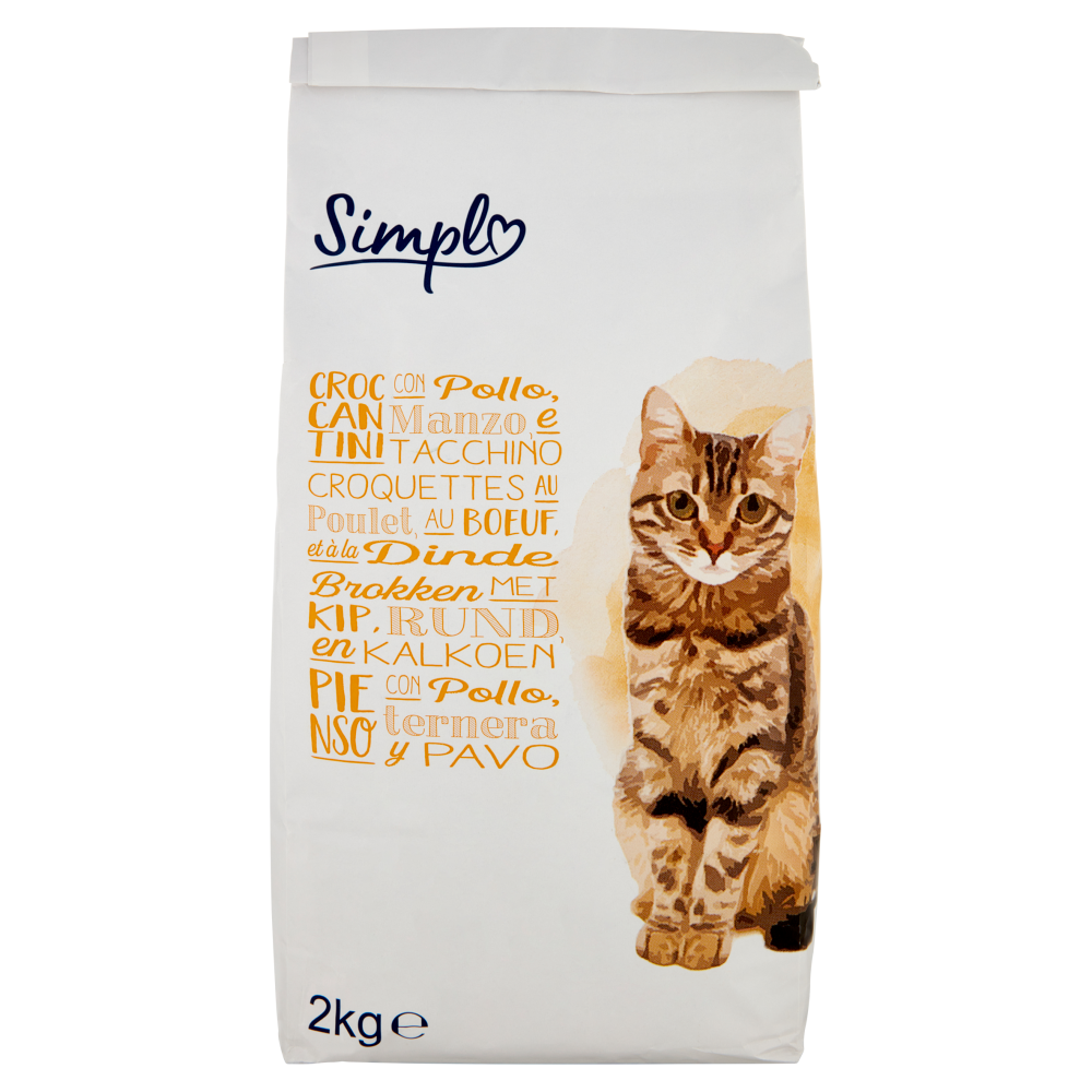 Croccantini con pollo, con manzo con fegato e con tacchino per gatti 2 kg