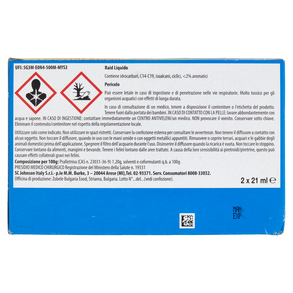 Raid Liquido Elettrico Antizanzare, Inodore, 60 Notti, 2 Diffusori e 2 Ricariche