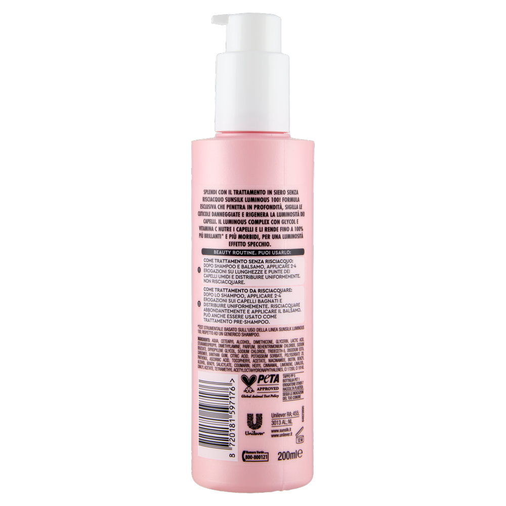 sunsilk Luminous 100 Siero Senza Risciacquo 200 ml