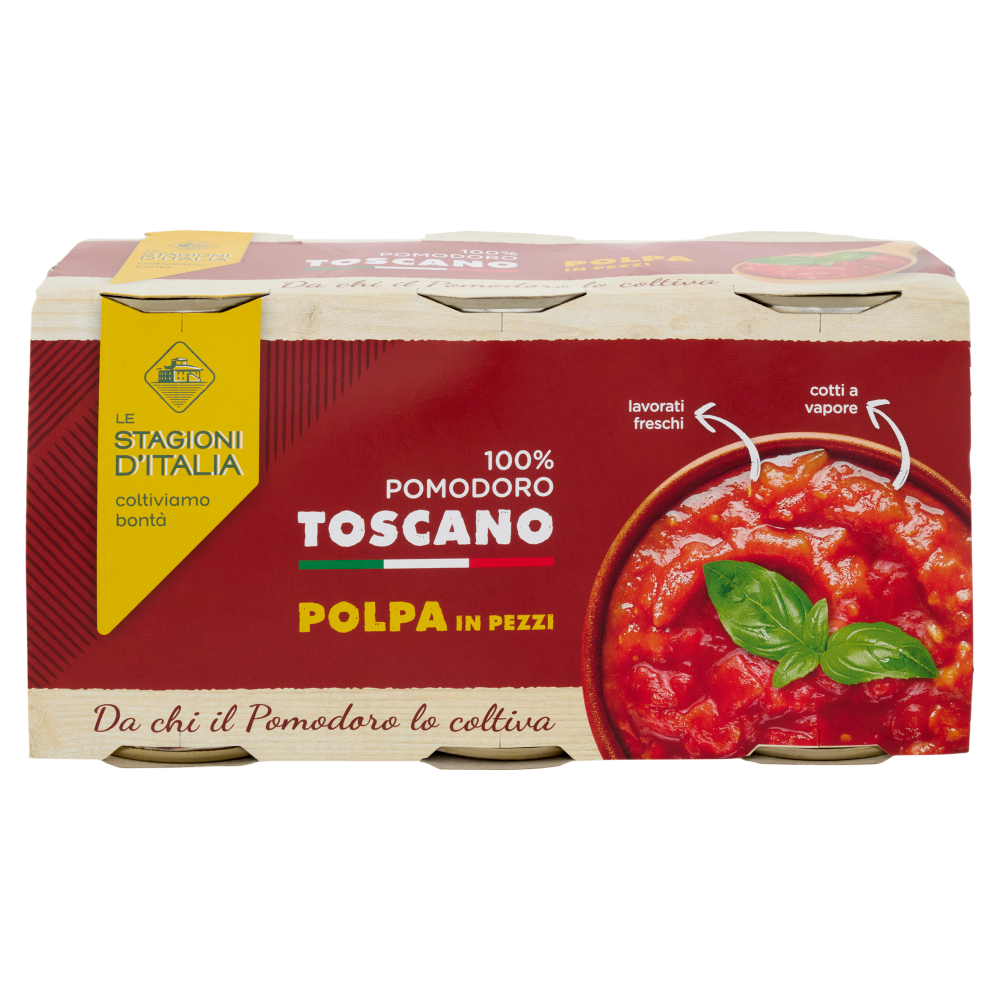 Le Stagioni d'Italia Polpa in Pezzi 100% Pomodoro Toscano 3 x 400 g