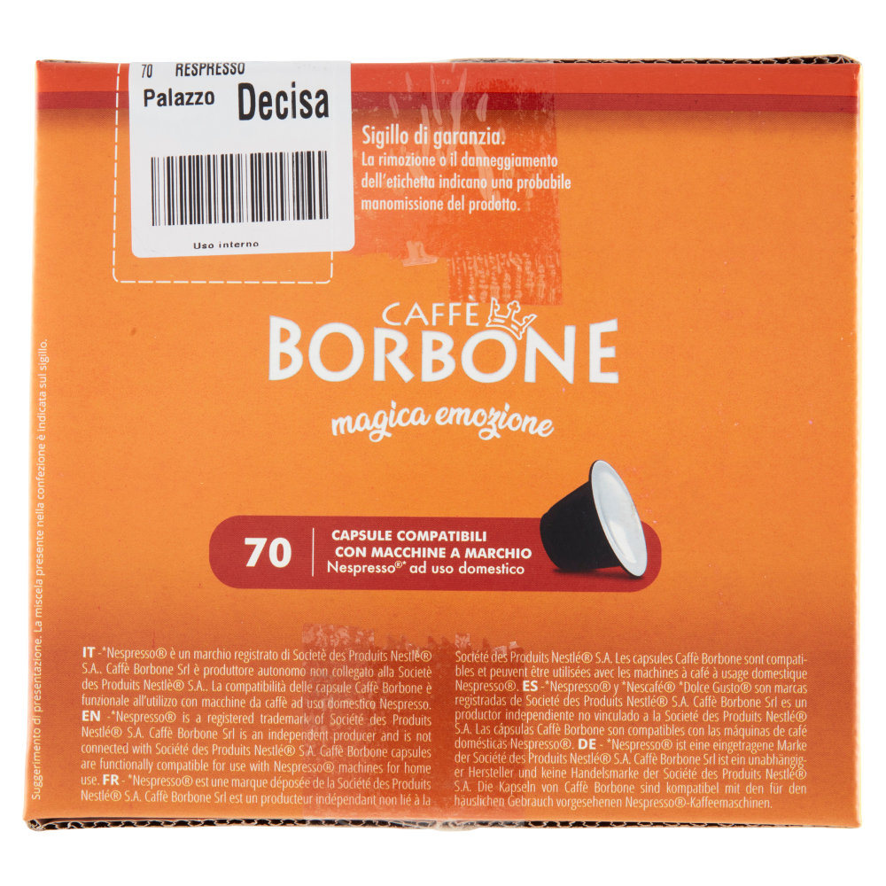 Caff&egrave; Borbone Miscela Decisa Capsule Compatibili Nespresso* 70 x 5 g