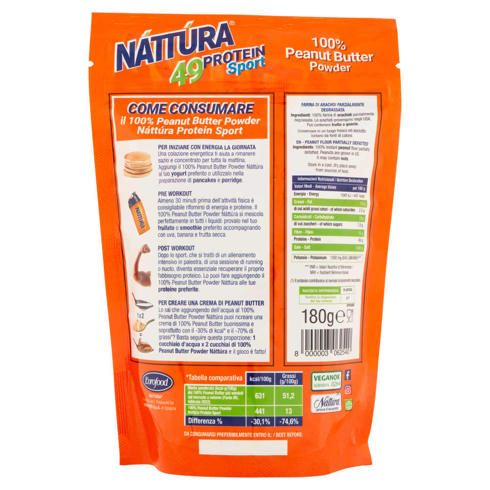 N&aacute;tt&uacute;ra 49 Protein Sport 100% Peanut Butter Powder 180 g