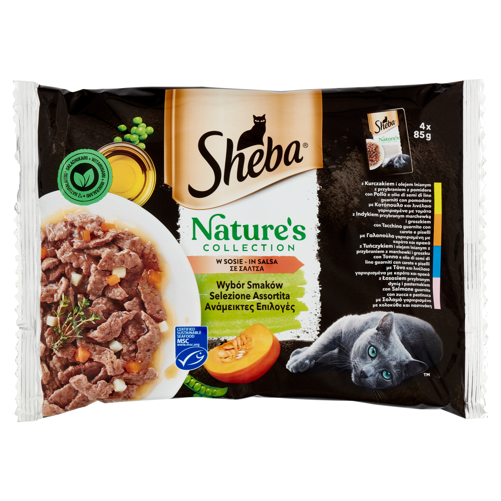 Sheba Nature's Collection Cibo Umido Gatto Selezione Assortita in Salsa 4 bustine da 85g