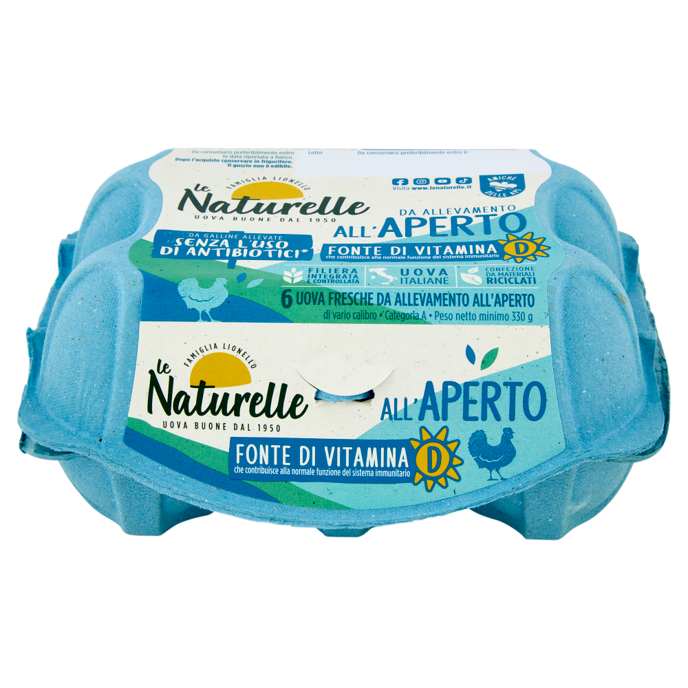 le Naturelle Fonte di Vitamina D 6 Uova Fresche da Allevamento all'Aperto 330 g