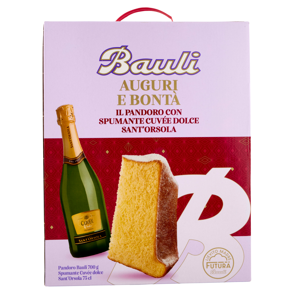 Bauli Auguri e Bont&agrave; Pandoro Bauli 700 g + Spumante Cuv&eacute;e dolce Sant'Orsola 75 cl