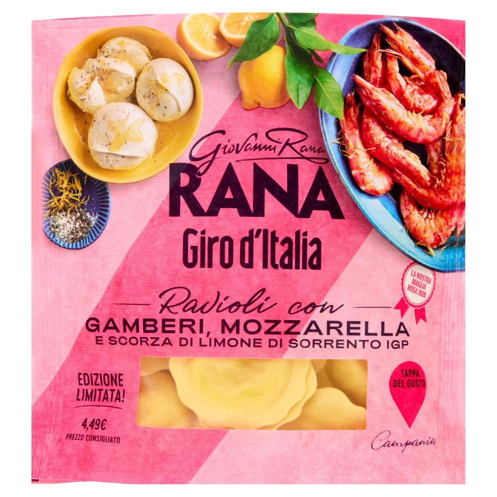 Giovanni Rana Giro d'Italia Ravioli con Gamberi, Mozzarella e Scorza di Limone di Sorrento IGP 250 g