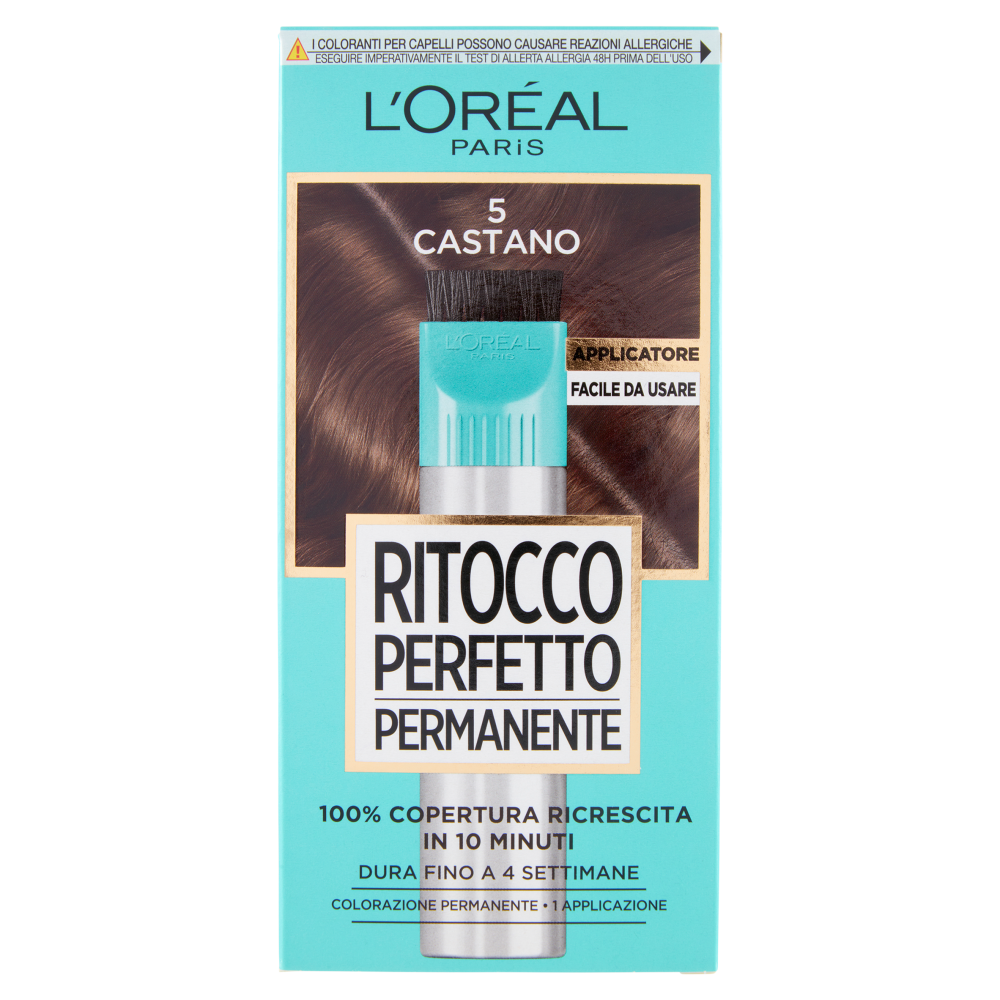 L'Or&eacute;al Paris Colorazione Ritocco Perfetto Permanente, 100% Copertura Ricrescita, Castano