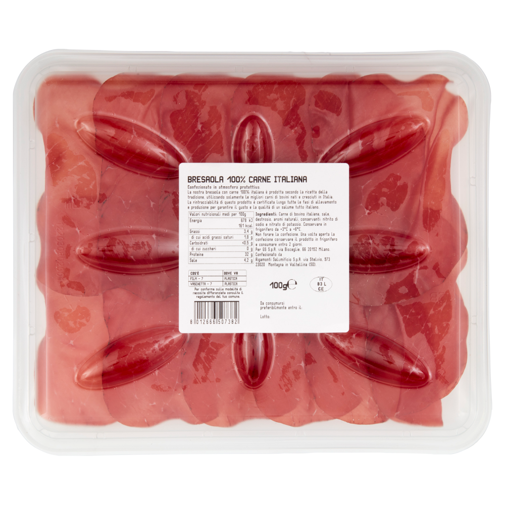 Terre d'Italia Bresaola con carne 100% italiana 100 g