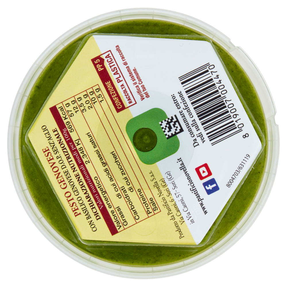 Pastificio Novella Pesto Genovese con Basilico Genovese D.O.P. Senz'Aglio 100 g