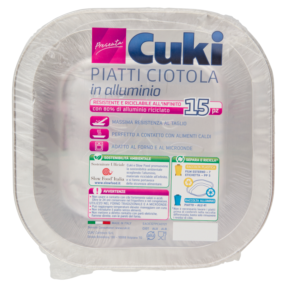 Cuki Presenta Piatti Ciotola in alluminio 15 pz