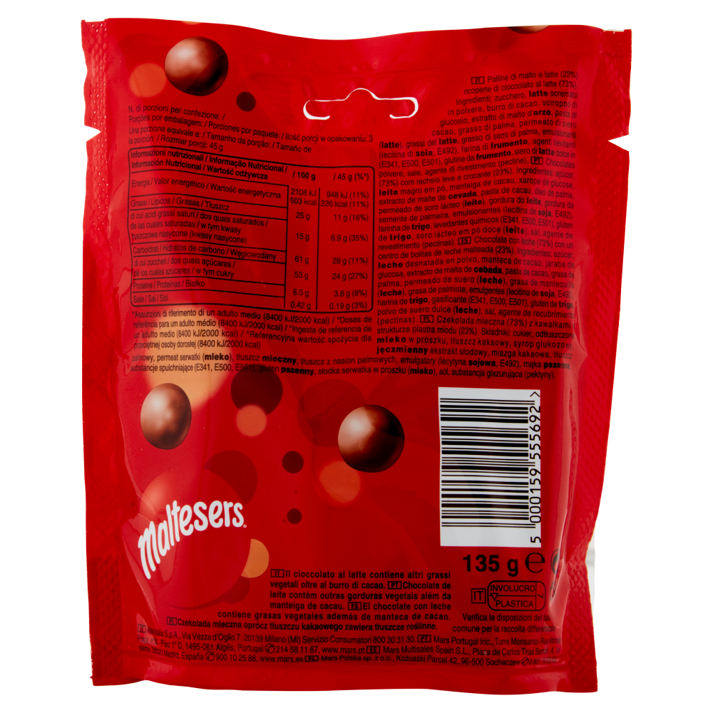 Maltesers croccanti praline al malto ricoperte di cioccolato al latte 135 g