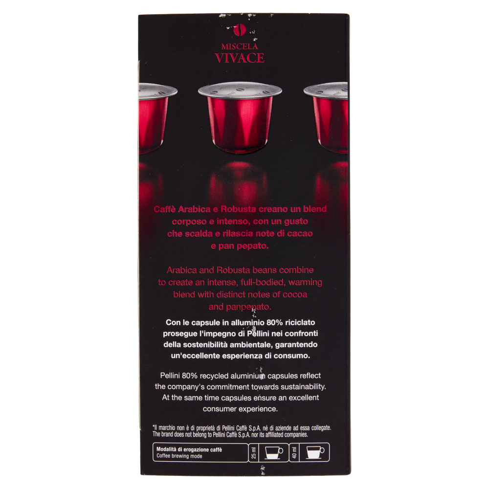 Pellini Miscela Vivace Compatibili Nespresso* 30 Capsule 165 g