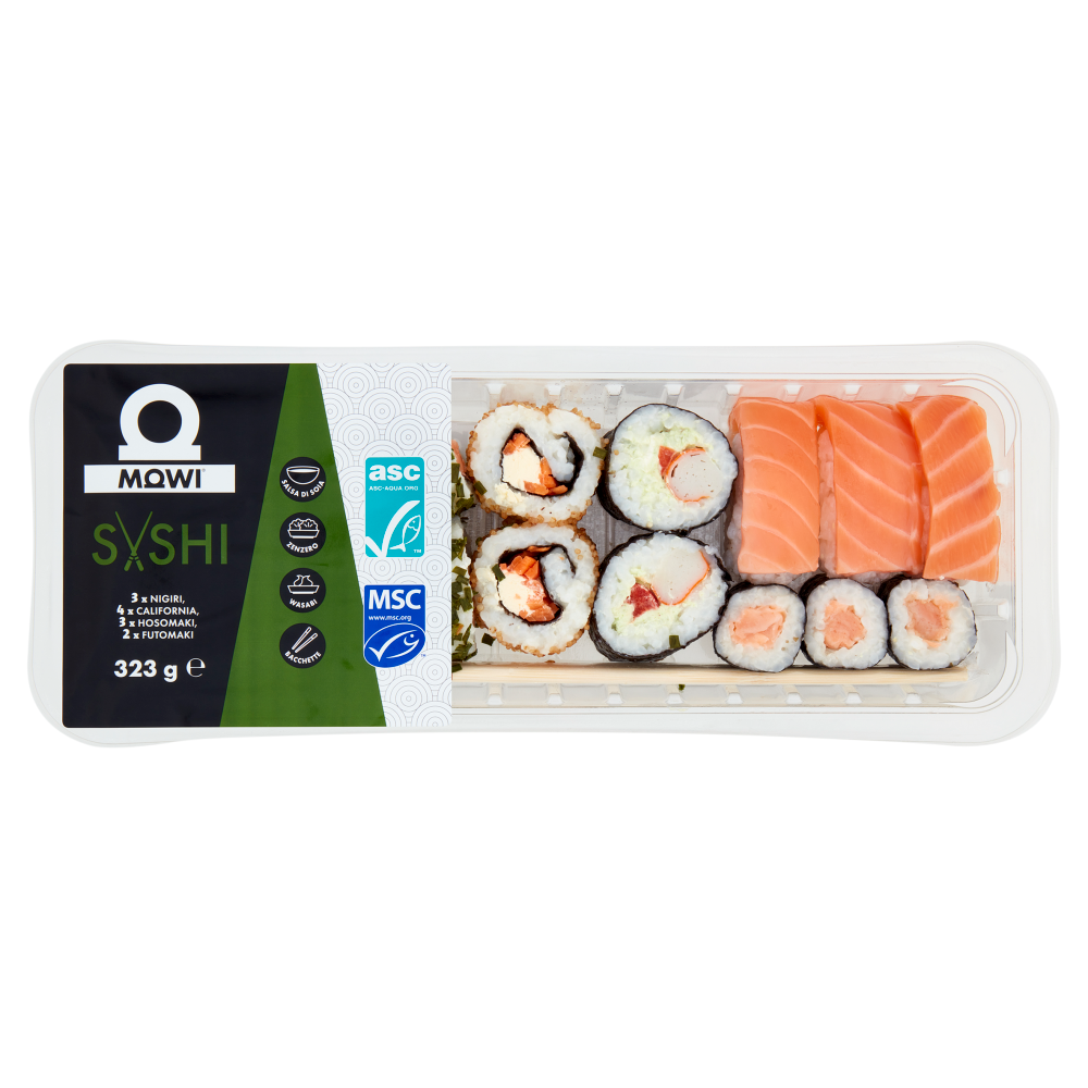 Mowi Sushi 3 x Nigiri, 4 x California, 3 x Hosomaki, 2 x Futomaki 323 g