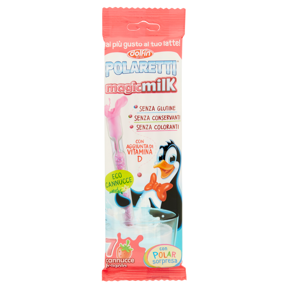 Polaretti magicmilk cannucce fragola 7 x 6,5 g