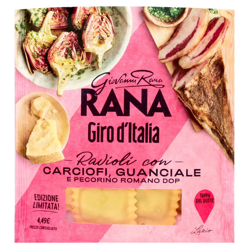Giovanni Rana Giro d'Italia Ravioli con Carciofi, Guanciale e Pecorino Romano DOP 250 g