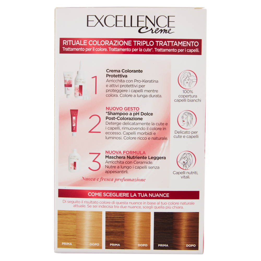 L'Or&eacute;al Paris Excellence, Crema colorante triplo trattamento avanzato, 8 Biondo Chiaro